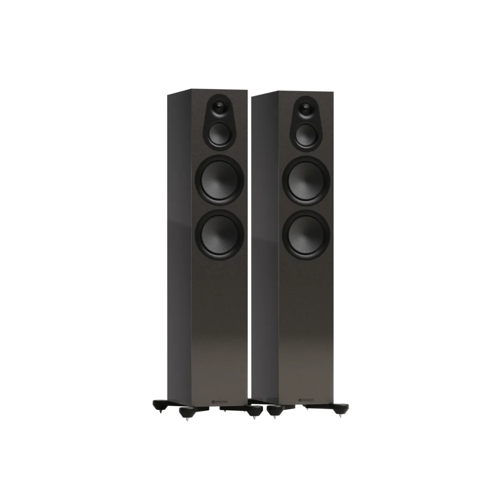 Monitor audio silver 300 limited edition metallic black als paar von vorne